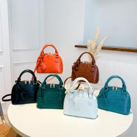 PU Leather hard-surface & Shell Shape Handbag attached with hanging strap crocodile grain PC
