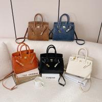 PU Leather Handbag large capacity & attached with hanging strap crocodile grain PC