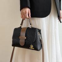 PU Leather Box Bag Handbag attached with hanging strap Lichee Grain PC