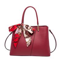 PU Leather Handbag soft surface & attached with hanging strap & waterproof Solid red PC
