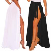 Polyester One-piece Beach Dress side slit plain dyed Solid : PC