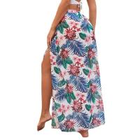 Polyester One-piece Beach Dress printed floral blue : PC