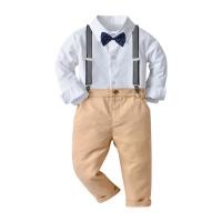 Cotton Bow Tie and Suspender Sets & two piece suspender pant & top white Set