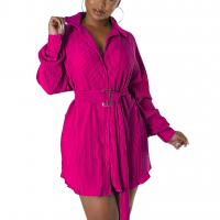 Polyester Shirt Dress & loose Solid PC