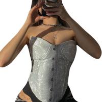 Polyester Tube Top, Patchwork, Solide, Silber,  Stück