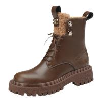 Microfiber PU Synthetic Leather & Rubber Women Martens Boots  Solid PC
