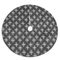 Plush Christmas Tree Skirt christmas design printed snowflake pattern gray PC