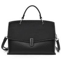PU Leather Tote Bag Handbag large capacity & soft surface & attached with hanging strap Solid black PC