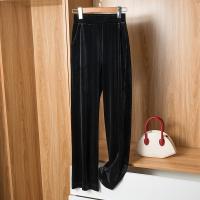 Pleuche Plus Size & High Waist Wide Leg Trousers & loose Solid PC