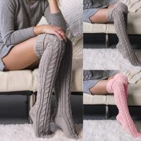 Acrylic Women Knee Socks thermal knitted Solid Pair