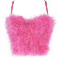Polyester Crop Top Camisole backless Solid fuchsia PC