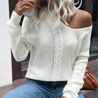 Acrylic Women Sweater & loose knitted Solid white PC
