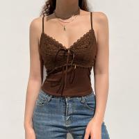 Polyester Slim Camisole patchwork Solid brown PC