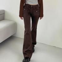 Cotton Women Jeans slimming patchwork Solid brown PC