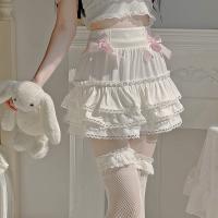Polyester Layered & High Waist Skirt patchwork white PC