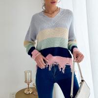Polyester Women Sweater & loose patchwork PC
