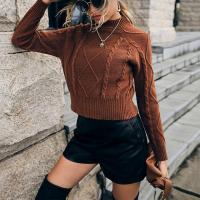 Poliéster Suéter Mujer, Sólido, marrón,  trozo