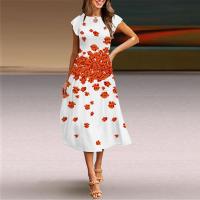 Polyester One-piece Dress large hem design & loose printed PC