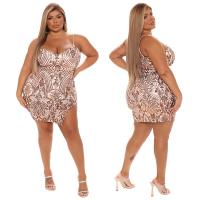 Polyester Plus Size Sexy Package Hip Dresses patchwork pink PC