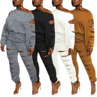 Polyester Ensemble occasionnel de femmes Pantalon long & Retour au début Solide plus de couleurs pour le choix Ensemble