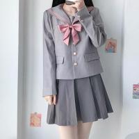 Polyester Schoolgirl Costume & two piece & loose skirt & coat Set