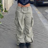 Polyester Women Long Trousers & loose patchwork Solid gray PC