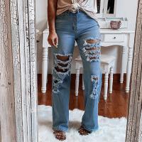 Cotton Ripped Women Jeans slimming patchwork blue PC