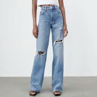 Cotton Ripped & High Waist Women Jeans patchwork PC