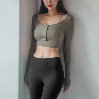Polyamide Slim Women Yoga Tops & breathable patchwork Solid PC
