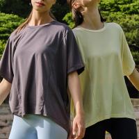 Polyamide Quick Dry Women Yoga Tops loose patchwork Solid : PC