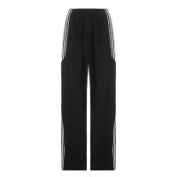Polyester Women Long Trousers & loose patchwork striped black PC