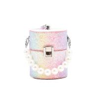 PU Leather Handbag attached with hanging strap Plastic Pearl PC