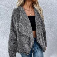 Polyester Women Coat & loose Solid gray PC