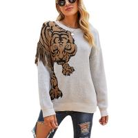 Cotton Tassels Women Sweater & loose Polyester animal prints PC