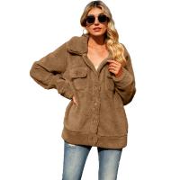 Polyester Women Coat mid-long style & loose & with pocket Solid camel PC