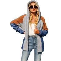 Polyester Women Coat & loose & with pocket patchwork PC