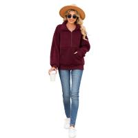 Polyester Women Sweatshirts mid-long style & loose patchwork Solid PC