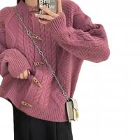 Polyester Women Coat loose Acrylic knitted : PC