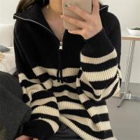 Polyester Women Sweater loose Acrylic striped : PC