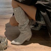 Suede heighten Boots & with rhinestone Solid Pair