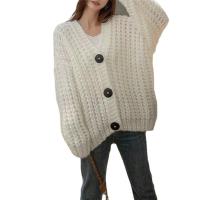 Polyester Women Coat loose Acrylic knitted Solid : PC