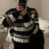 Polyester Women Sweater loose Spandex striped : PC