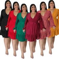 Polyester Einteiliges Kleid, Jacquard, Gestreift, mehr Farben zur Auswahl,  Stück