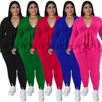 Poliéster Conjunto casual de las mujeres, Pantalones largos & parte superior, labor de retazos, Sólido, más colores para elegir,  Conjunto