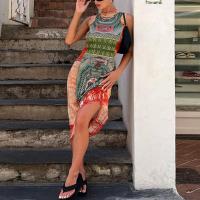 Polyester Slim Sexy Package Hip Dresses see through look printed PC