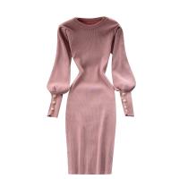 Knitted Slim Sexy Package Hip Dresses slimming Solid : PC