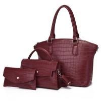 PU Leather Bag Suit soft surface & three piece crocodile grain Set