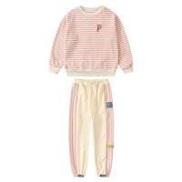 Cotton Girl Clothes Set & two piece Pants & top printed striped Set