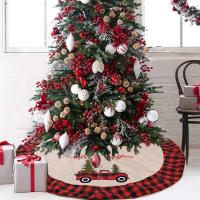 Lino Falda del árbol de navidad, rojo y blanco,  trozo
