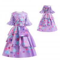 Polyester Princess Girl One-piece Dress patchwork purple PC